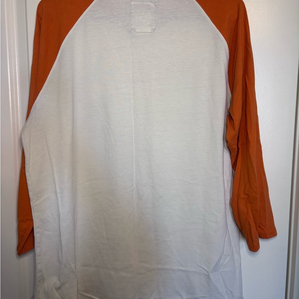 Champion White Body Raglan Tee with Orange Sleeves vintage size L men - Picture 3 of 5